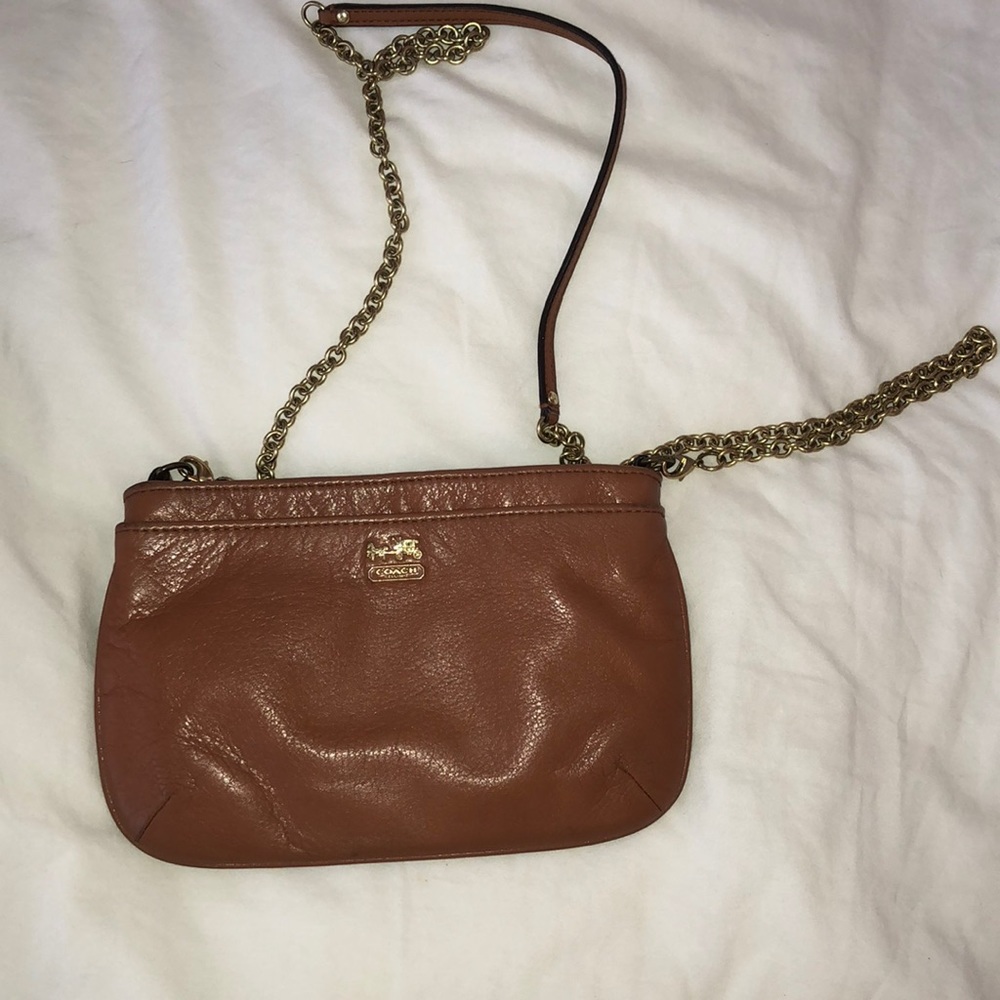 Brown cross body coach purse
